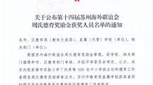 关于公布第十四届苏州海外联谊会周氏德育奖学金获奖人员名单的通知