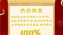 热烈祝贺财经系20会计事务（ 3+3 ）、 20会计事务（ 中专 ）全员通过江苏省学业水平测试！