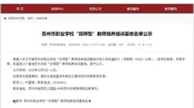 我校成功入选苏州市职业学校“双师型”教师培养培训基地