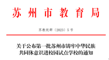 热烈祝贺我校成为第一批苏州市铸牢中华民族共同体意识进校园试点学校